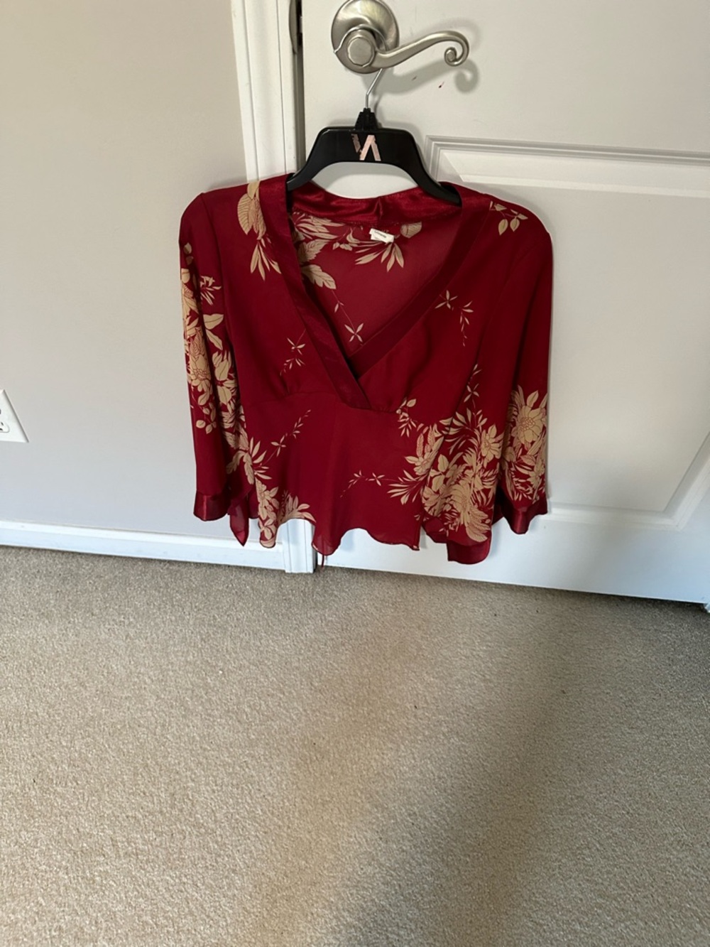Red Floral peplum blouse